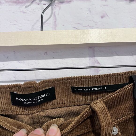 Banana Republic Premium Denim High Rise Straight Ankle Corduroy Pants 34 Cotton - Picture 5 of 8